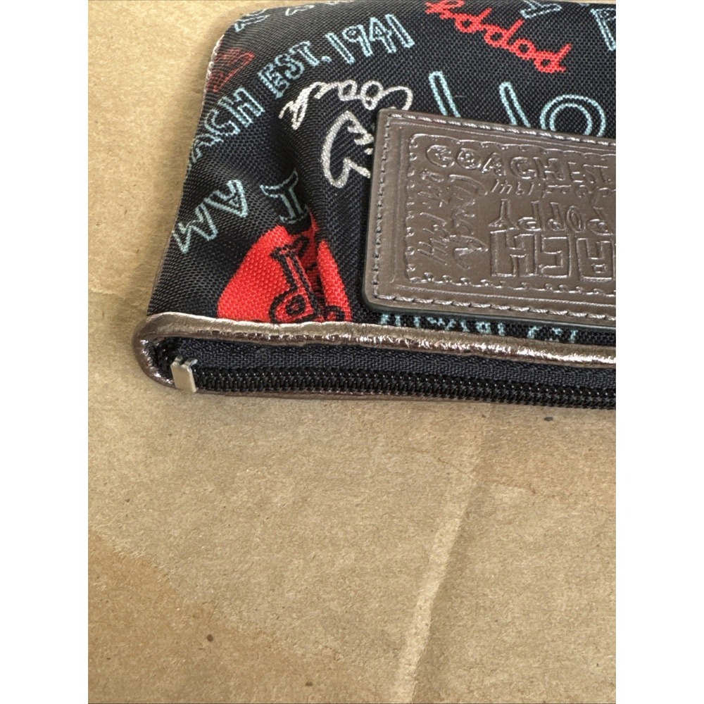 COACH Poppy Black Red Graffiti Bronze Metallic Leather Trim Wallet Wristlet EUC - Picture 6 of 16